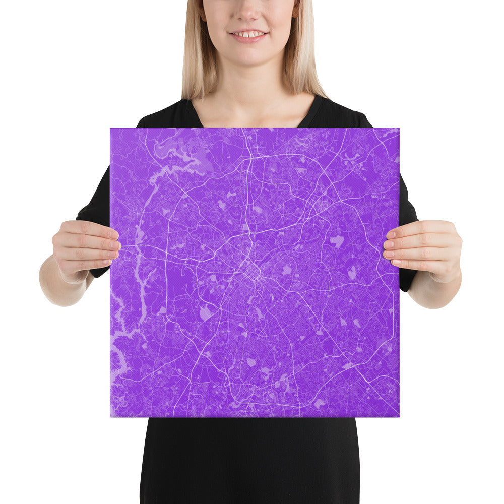 Charlotte Purple and White Canvas Map