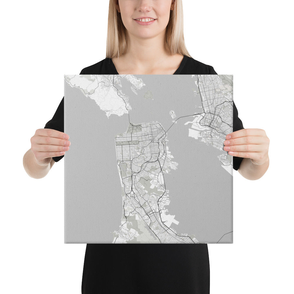 San Francisco White Canvas Map