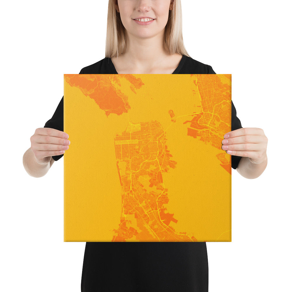 San Francisco Orange and Yellow Canvas Map