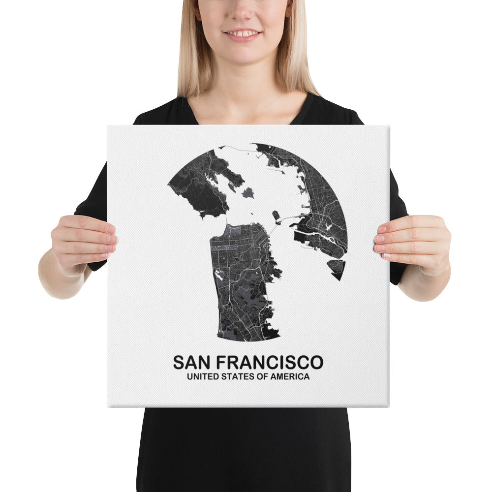 San Francisco Circular Black Canvas Map