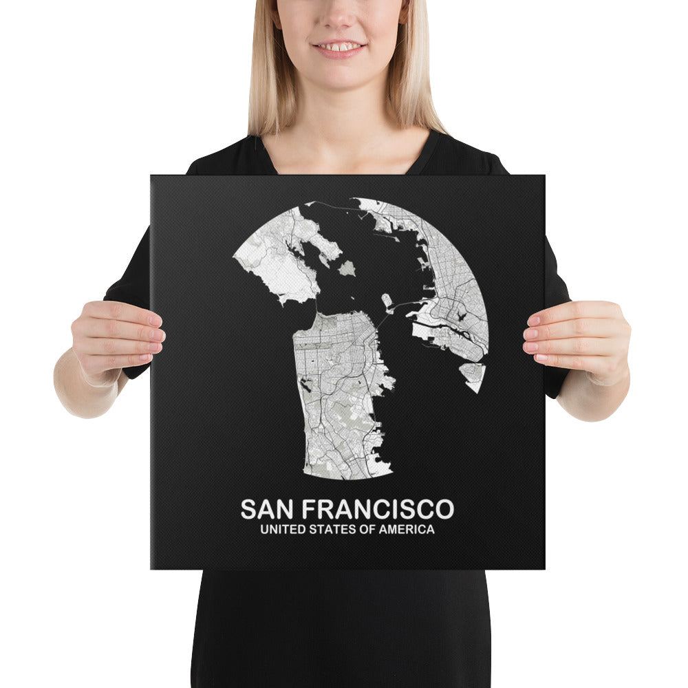 San Francisco Circular White Canvas Map