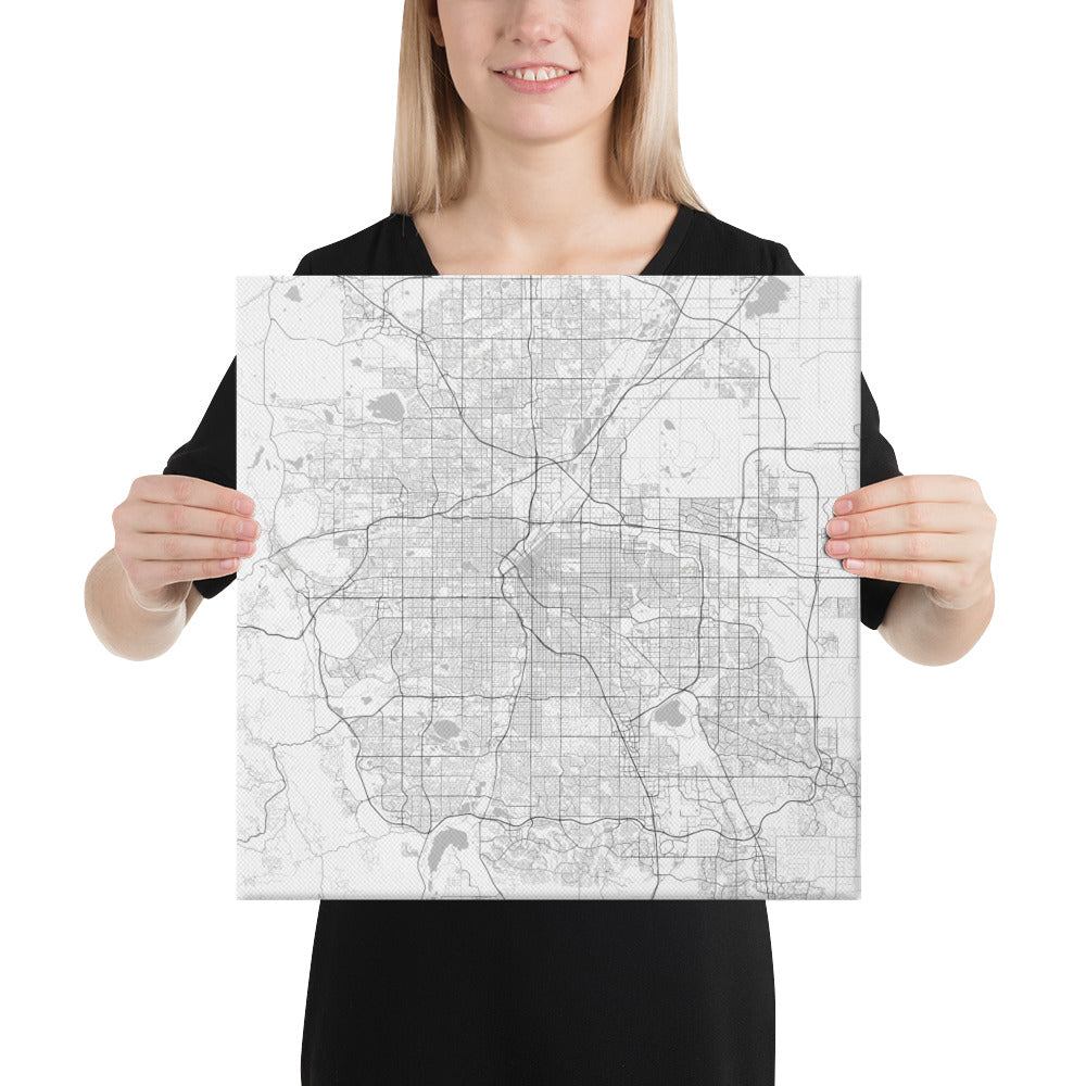 Denver White Canvas Map