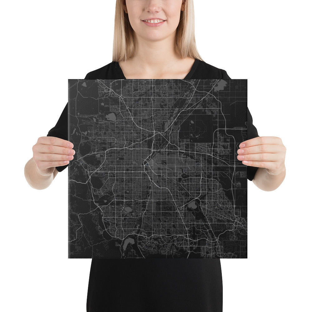 Denver Black Canvas Map