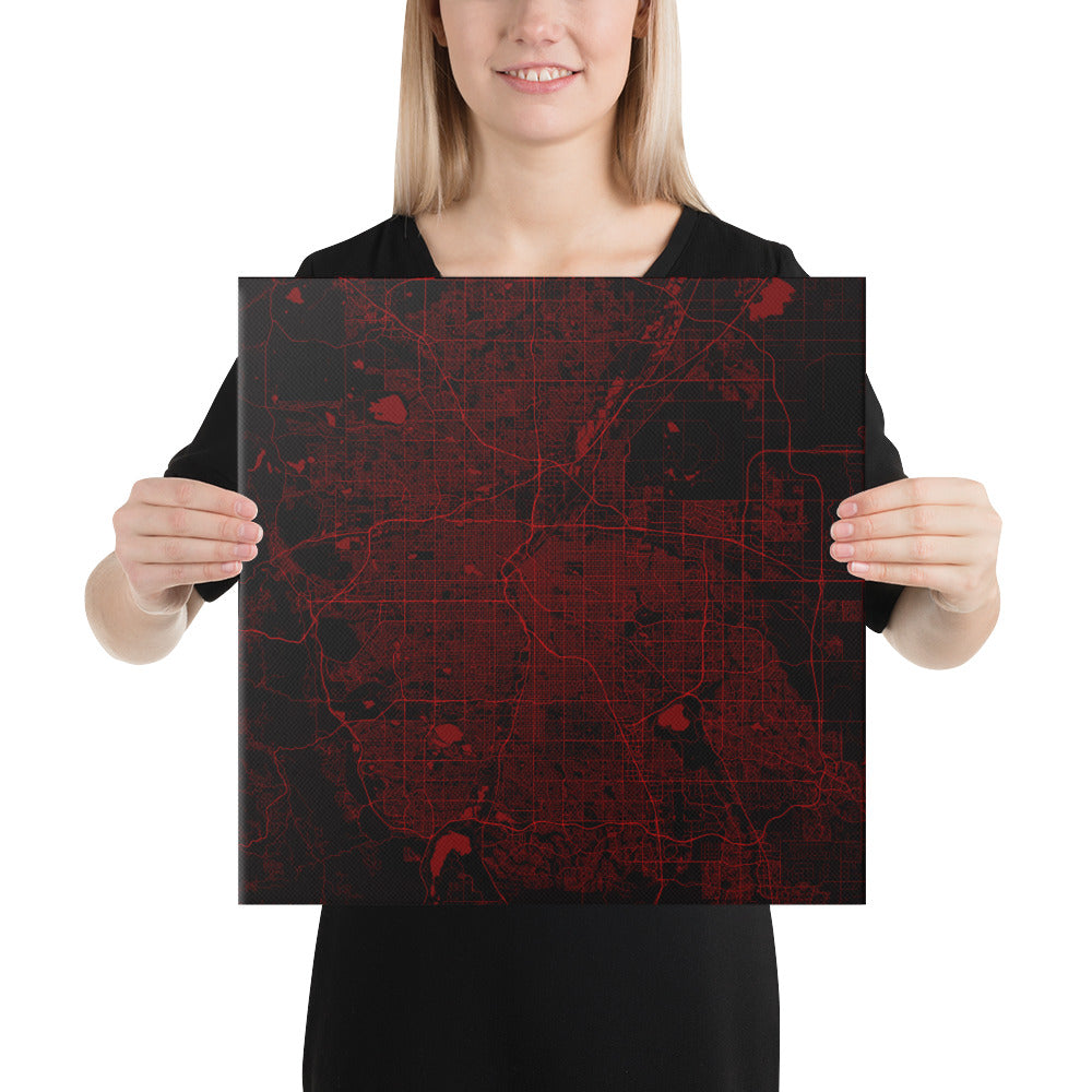 Denver Black and Red Canvas Map