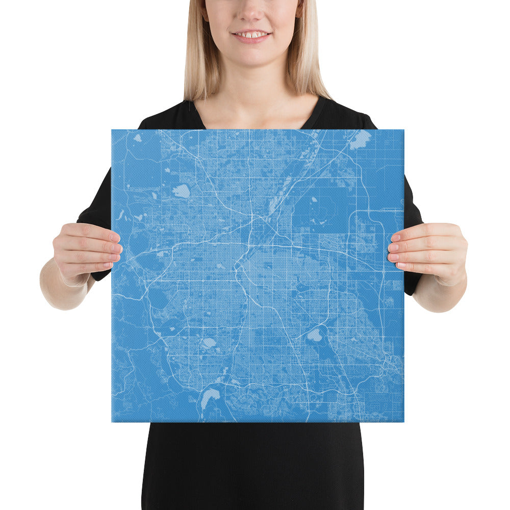 Denver Blue and White Canvas Map