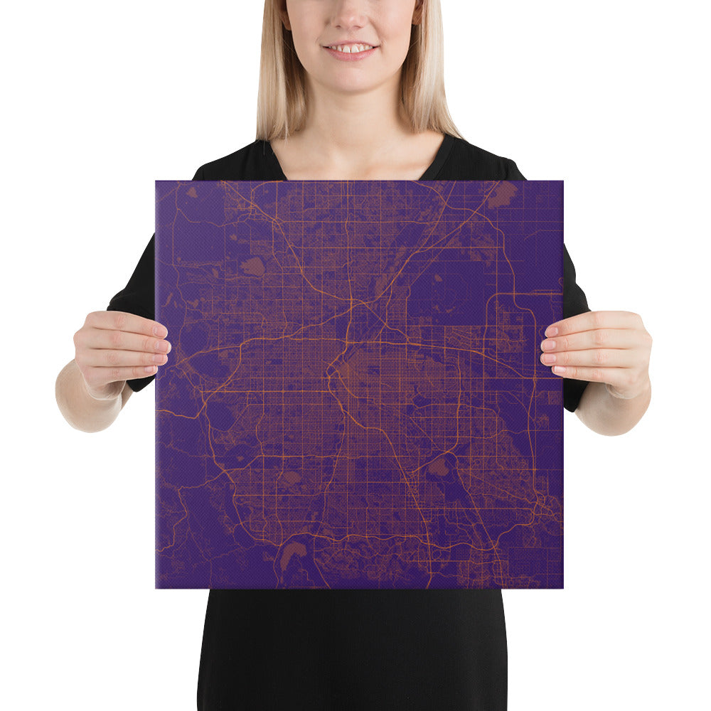 Denver Purple and Orange Canvas Map