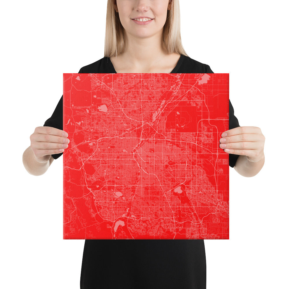 Denver Red and White Canvas Map