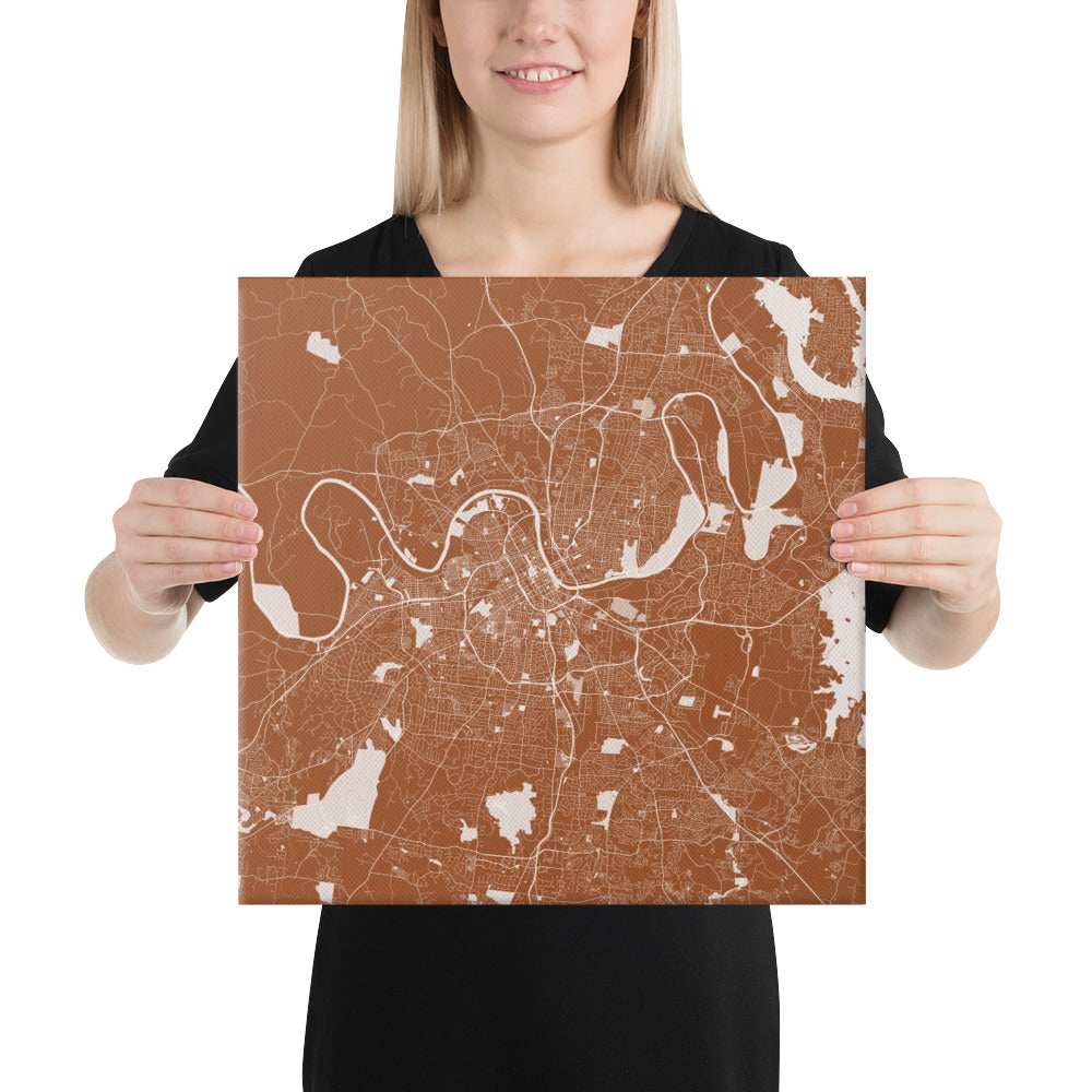 Nashville Brown and White Canvas Map