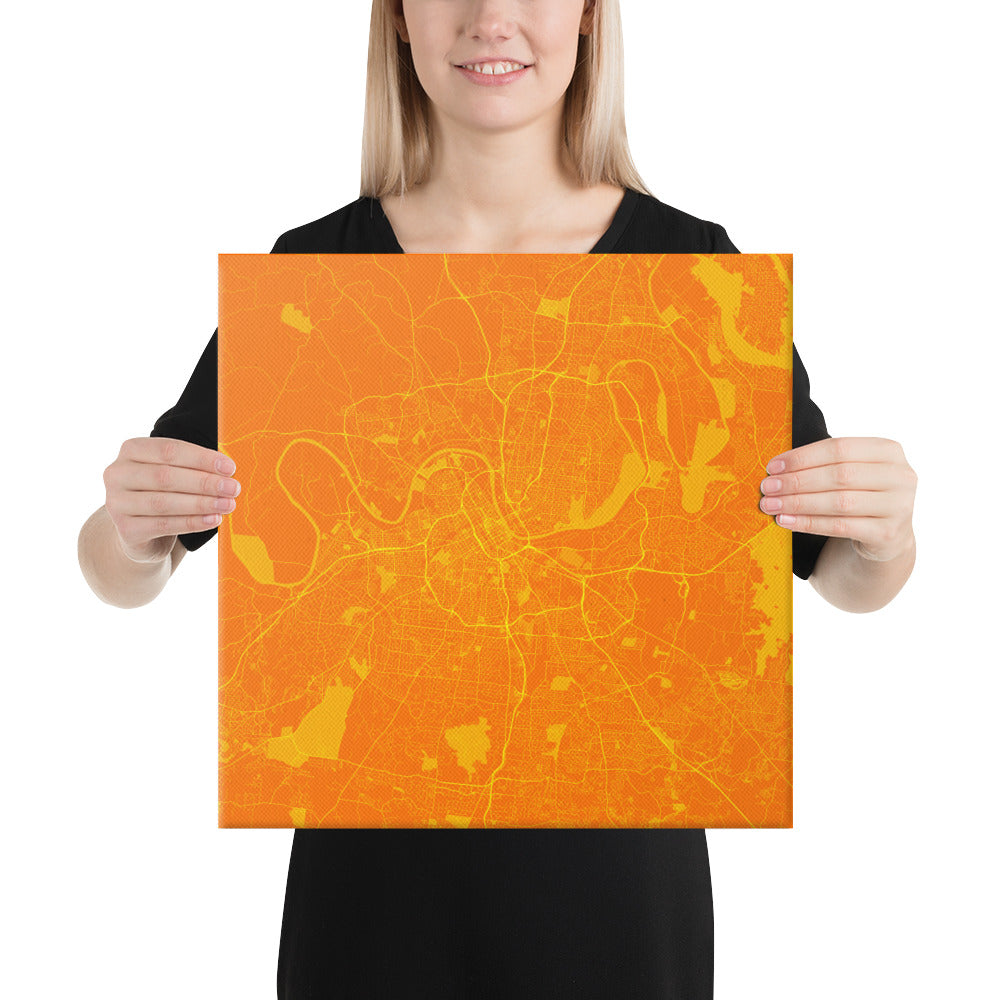 Nashville Orange and Yellow Canvas Map