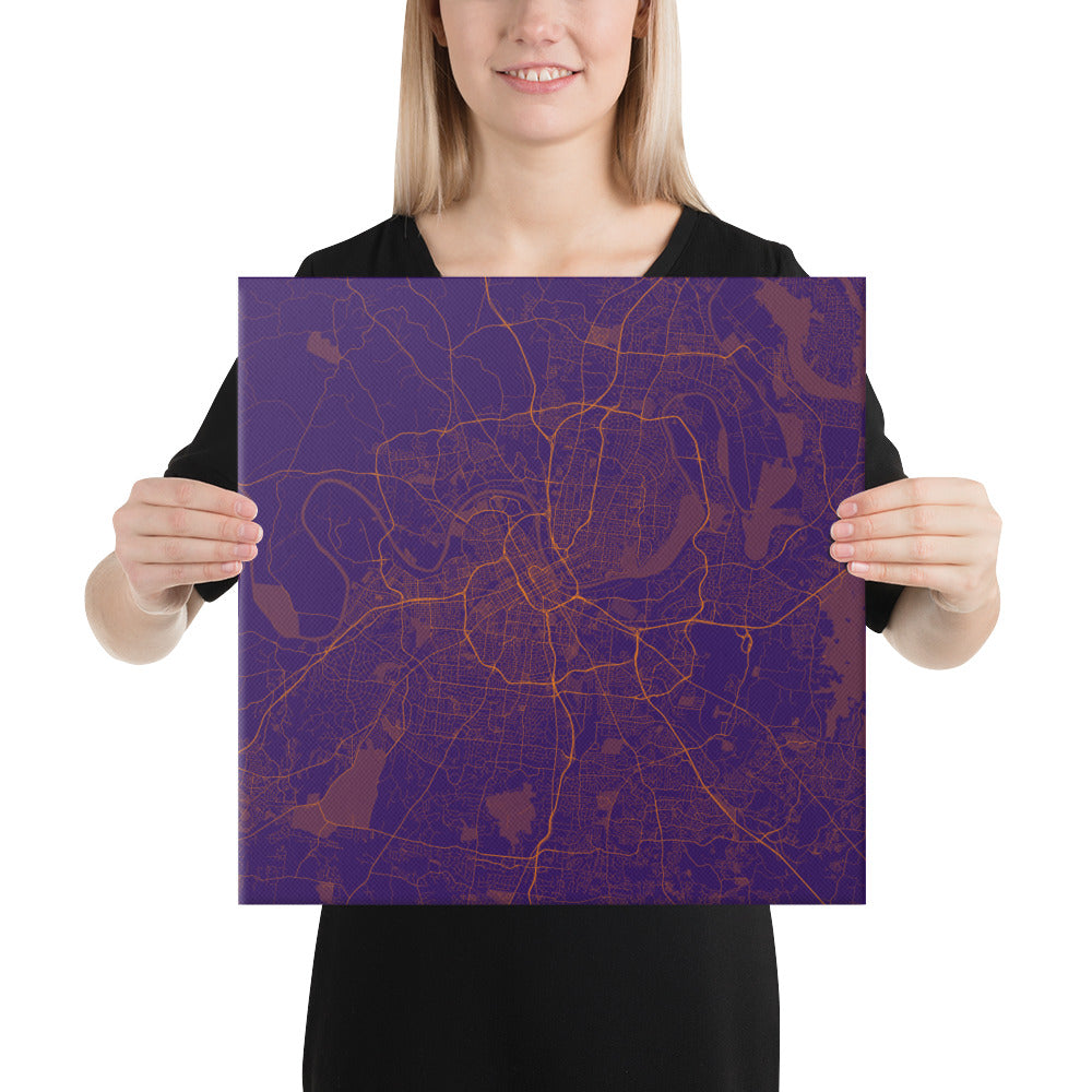 Nashville Purple and Orange Canvas Map