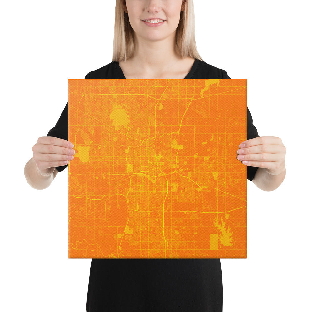 Oklahoma City Orange and Yellow Canvas Map