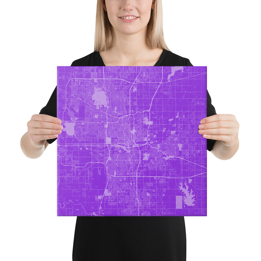 Oklahoma City Purple and White Canvas Map