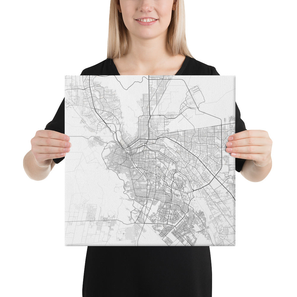 El Paso White Canvas Map