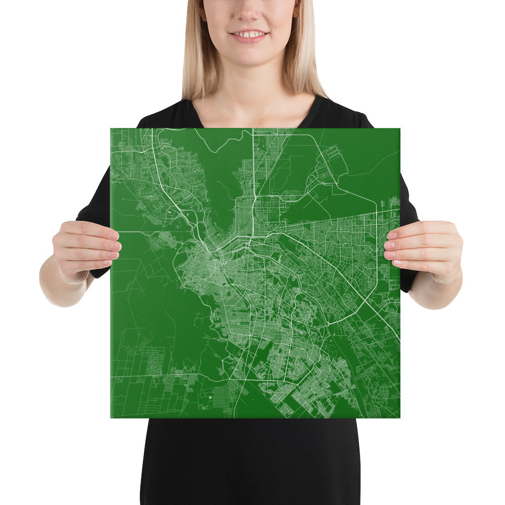 El Paso Green and White Canvas Map