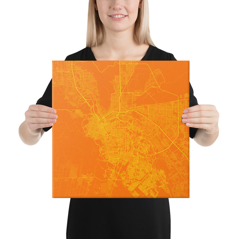 El Paso Orange and Yellow Canvas Map