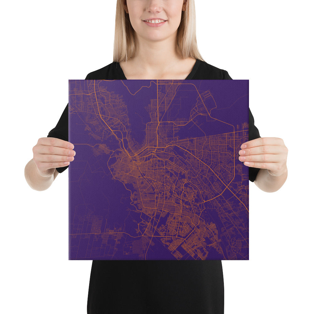 El Paso Purple and Orange Canvas Map