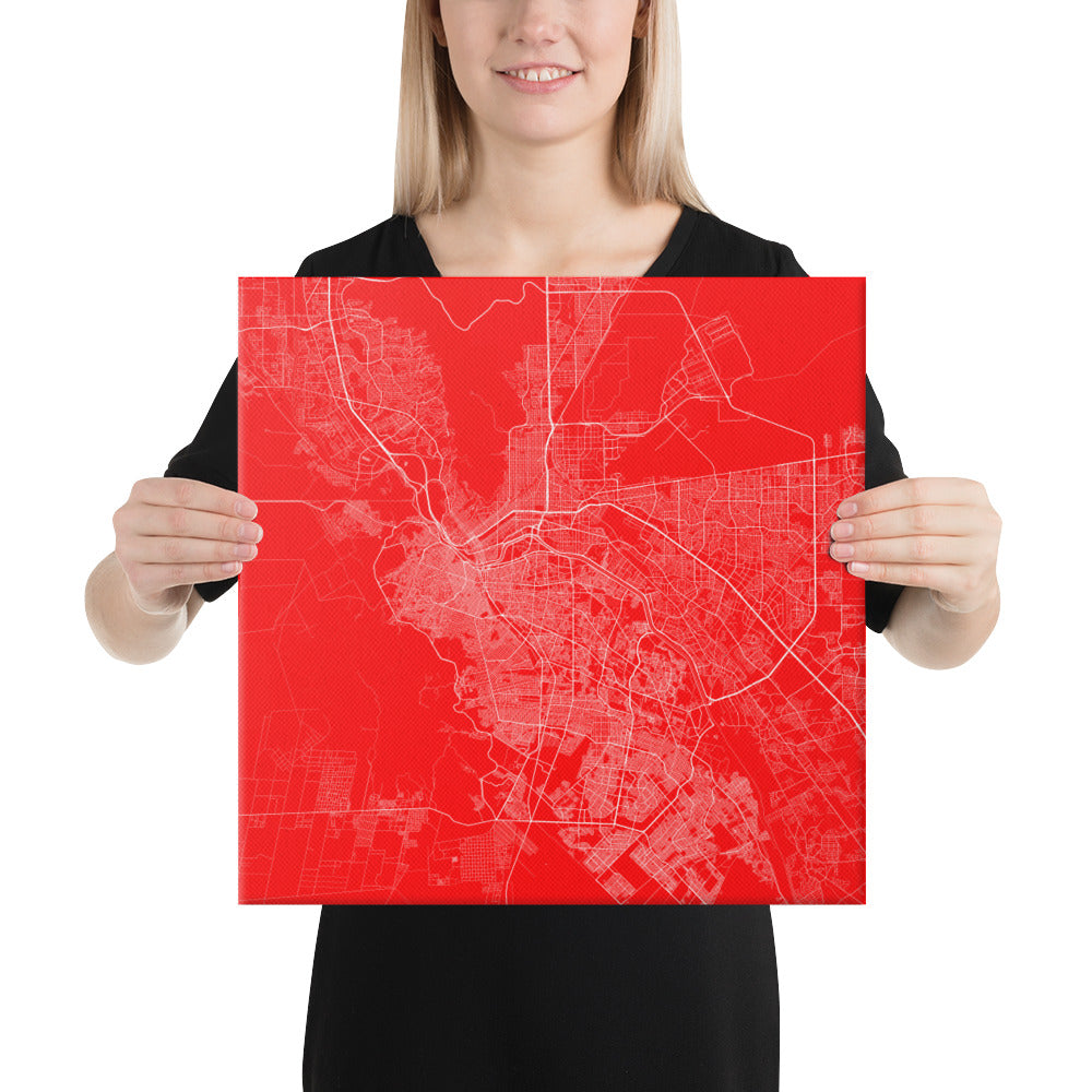 El Paso Red and White Canvas Map