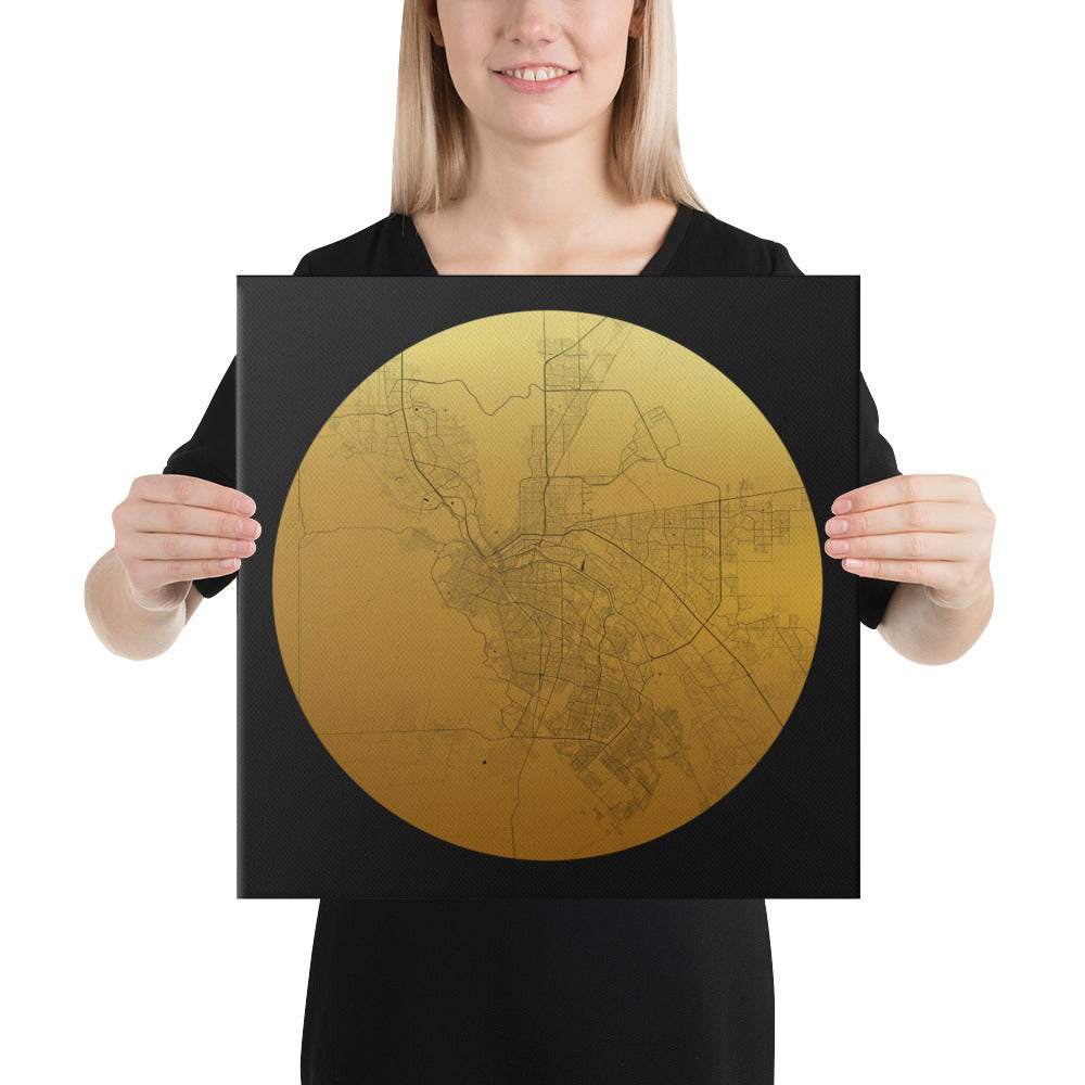 El Paso Gold on Black Canvas Map