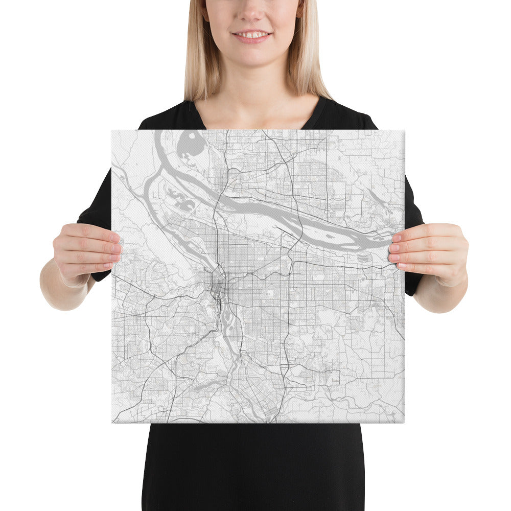 Portland White Canvas Map