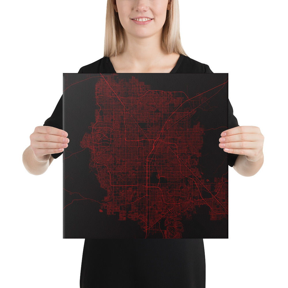 Las Vegas Black and Red Canvas Map