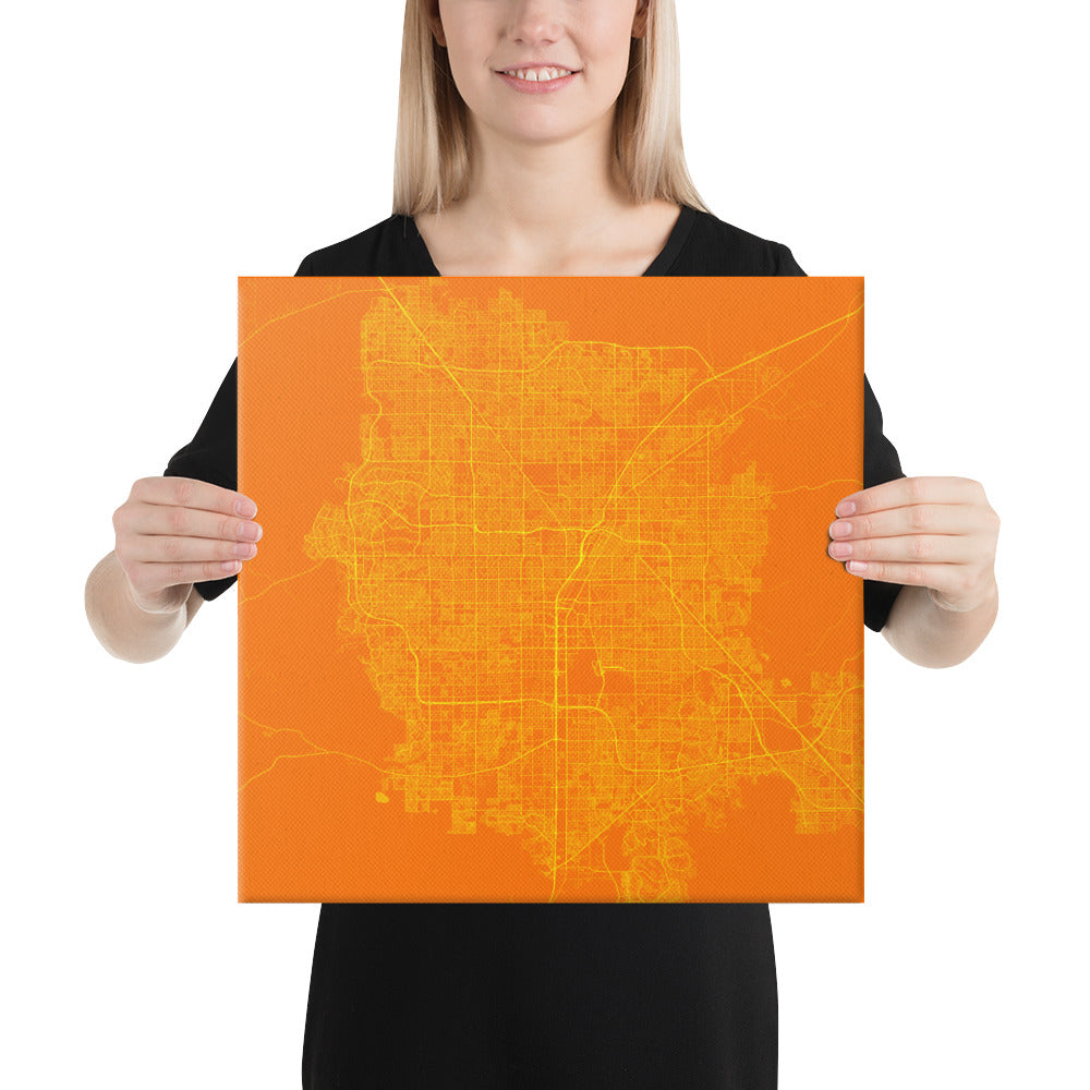 Las Vegas Orange and Yellow Canvas Map