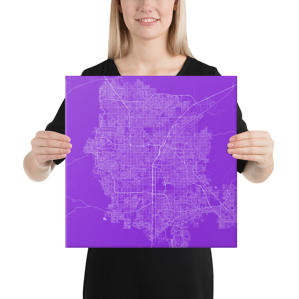 Las Vegas Purple and White Canvas Map