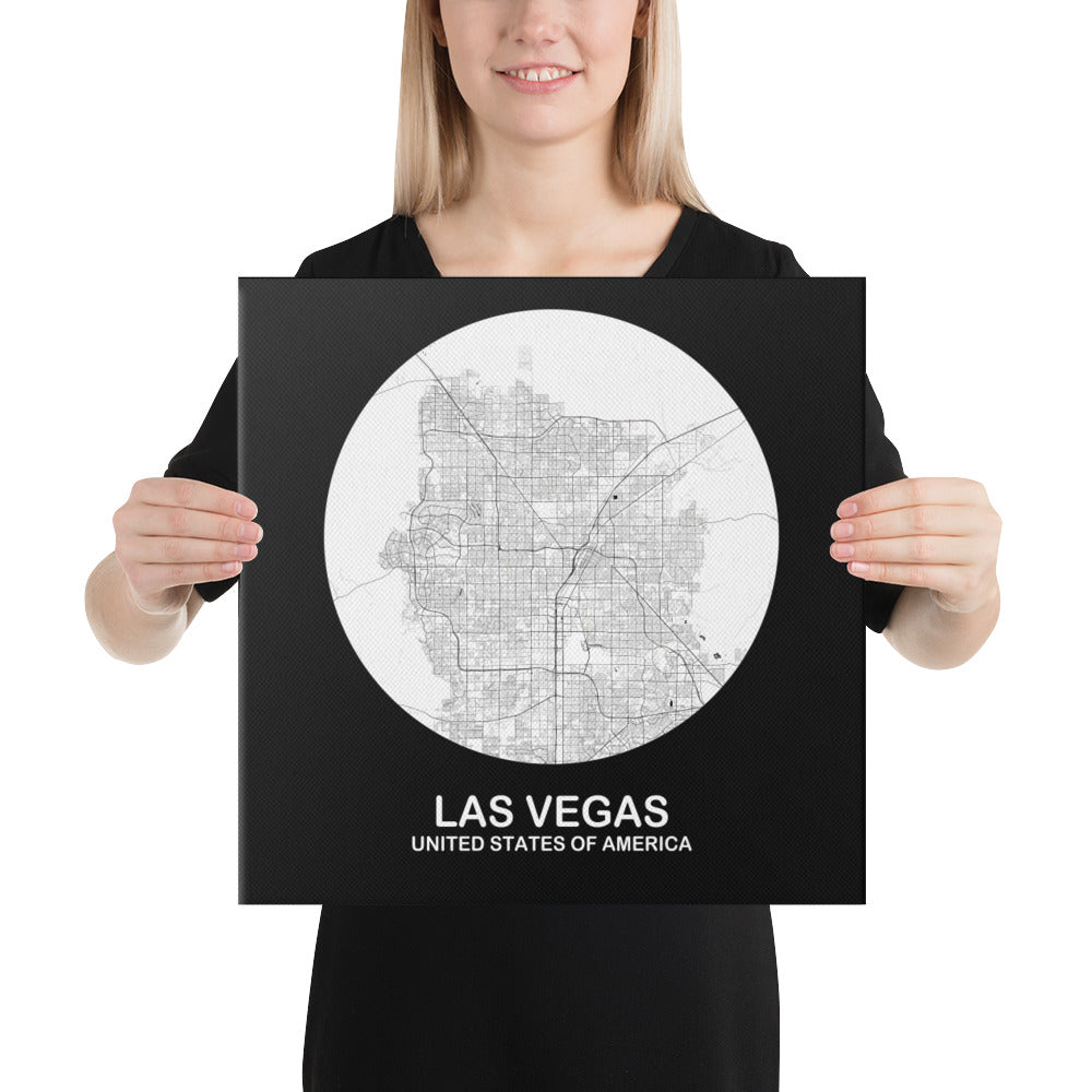 Las Vegas Circular White Canvas Map