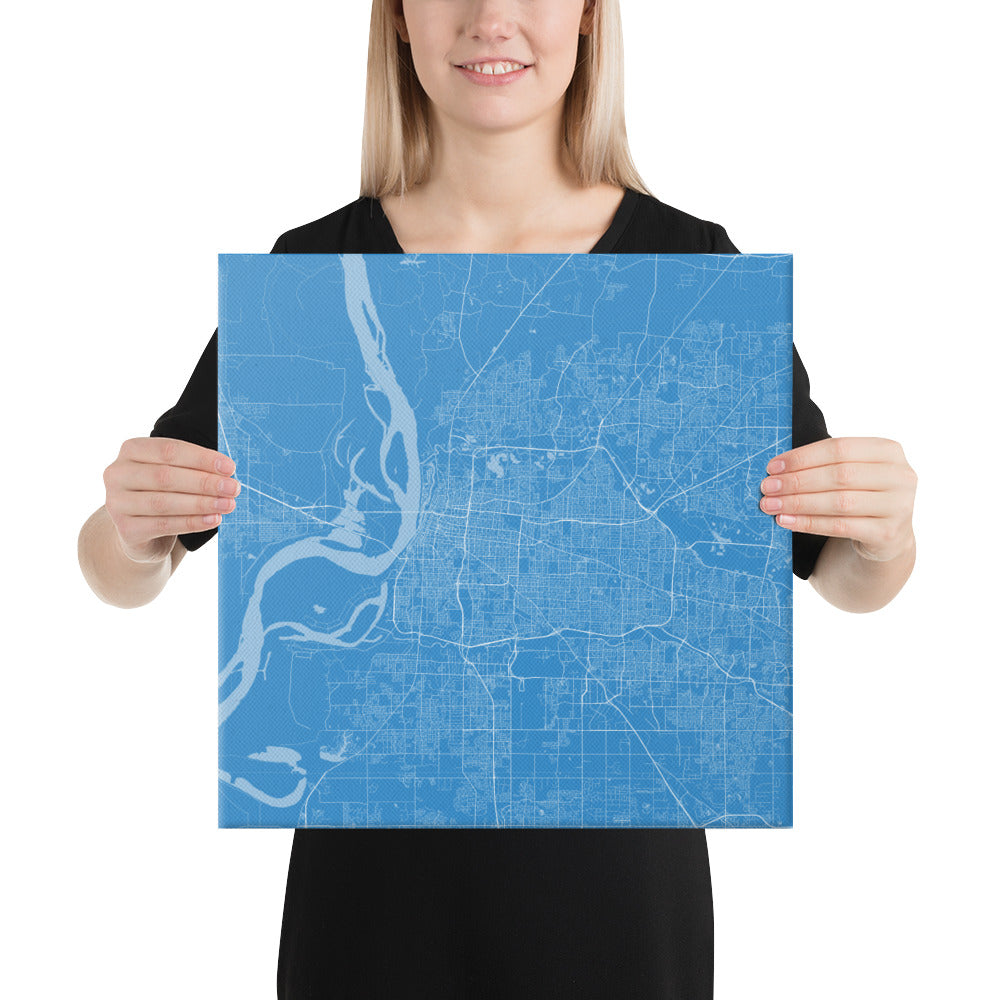 Memphis Blue and White Canvas Map