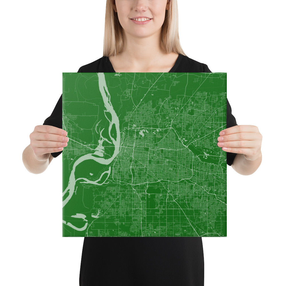 Memphis Green and White Canvas Map