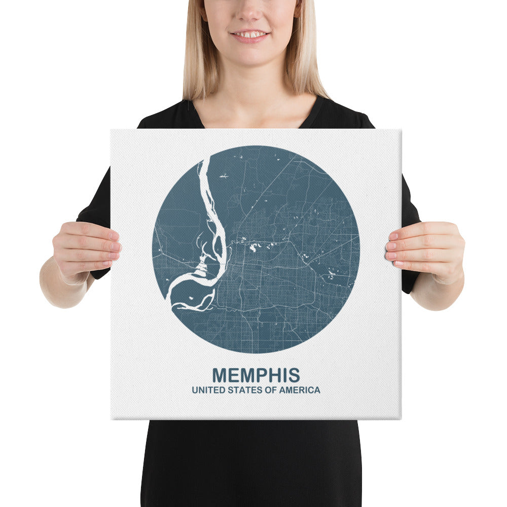 Memphis Circular Blue Canvas Map