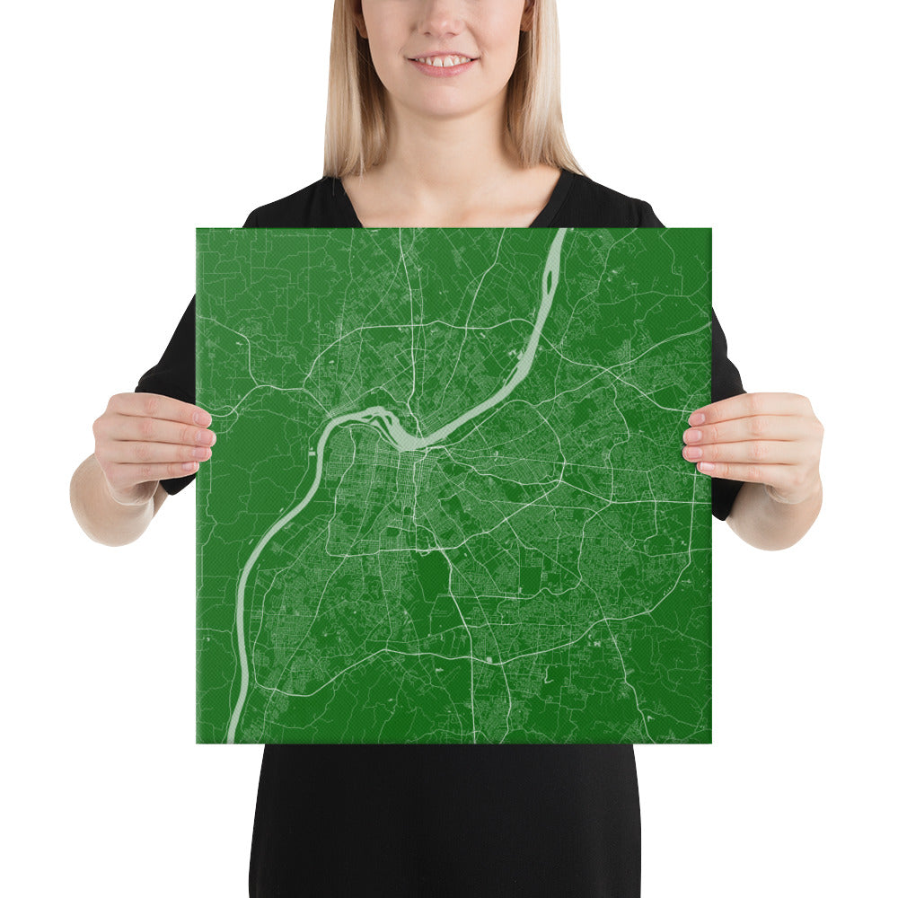 Louisville Green and White Canvas Map