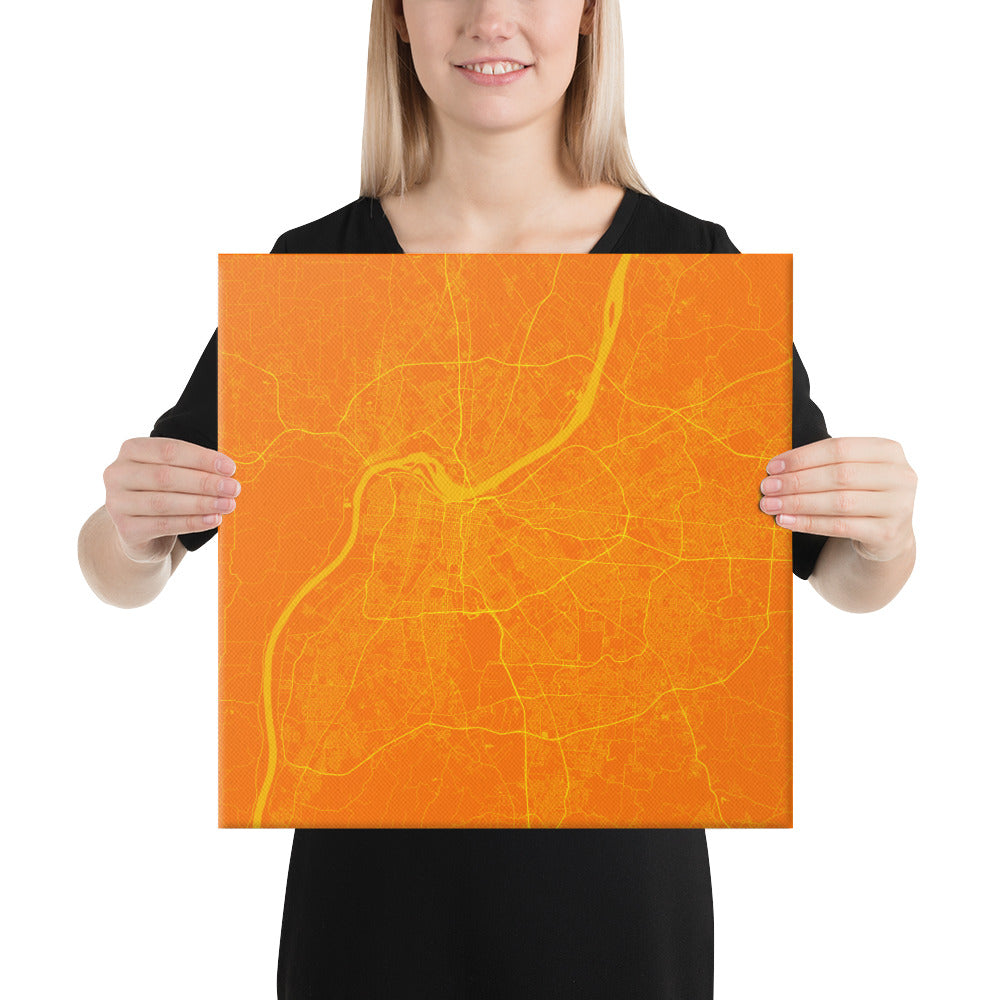 Louisville Orange and Yellow Canvas Map