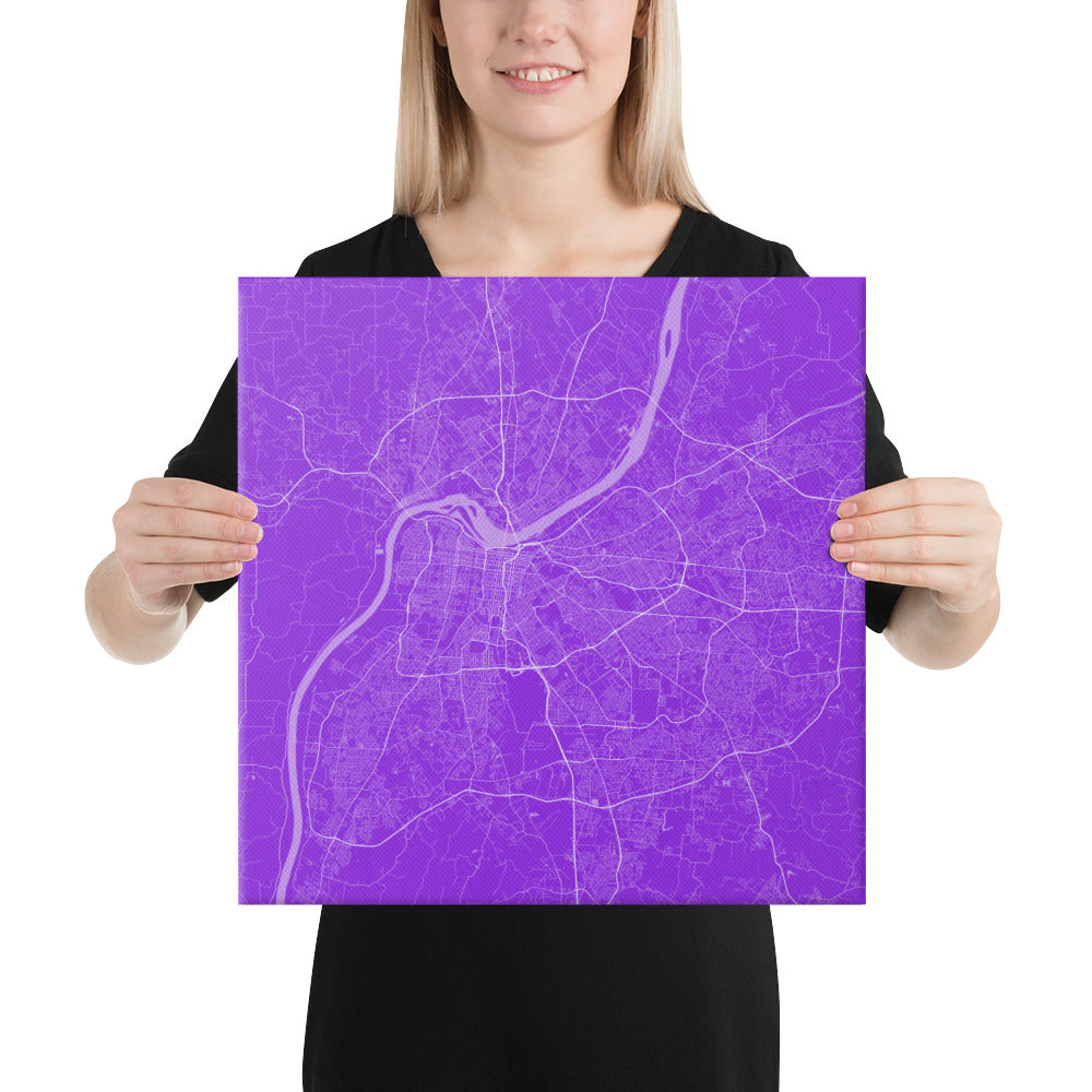 Louisville Purple and White Canvas Map