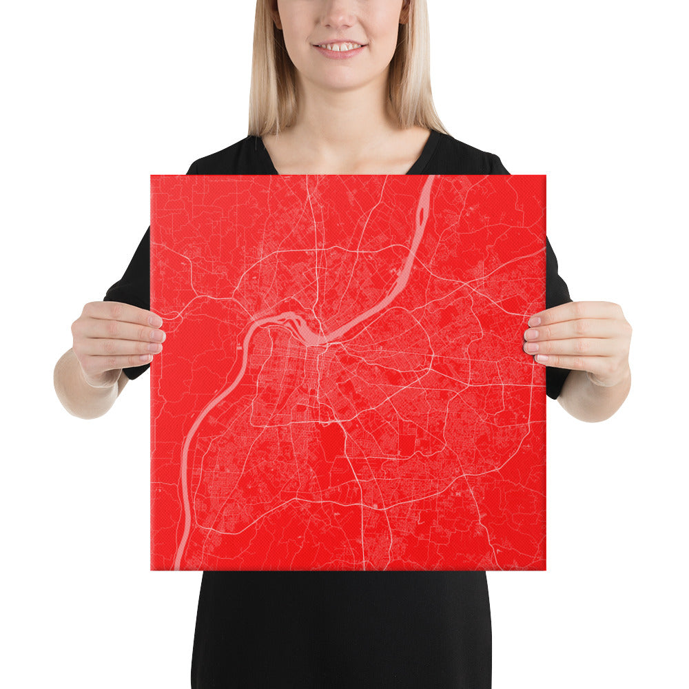 Louisville Red and White Canvas Map