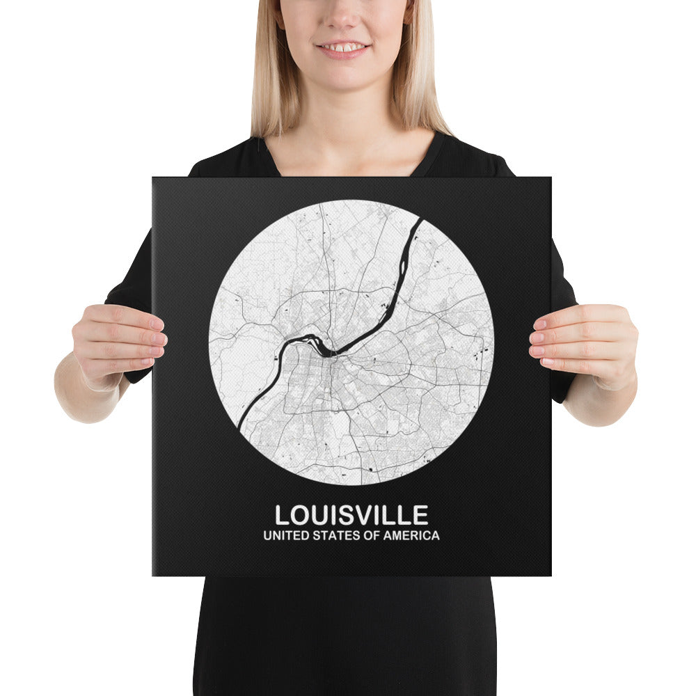 Louisville Circular White Canvas Map