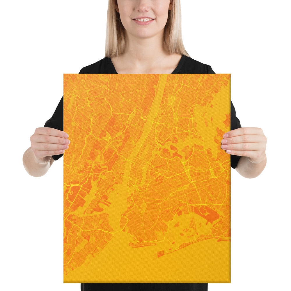 New York Orange and Yellow Canvas Map