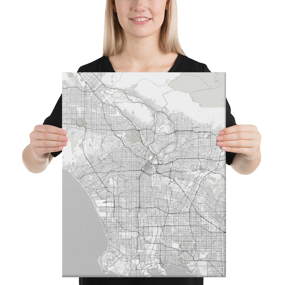 Los Angeles White Canvas Map