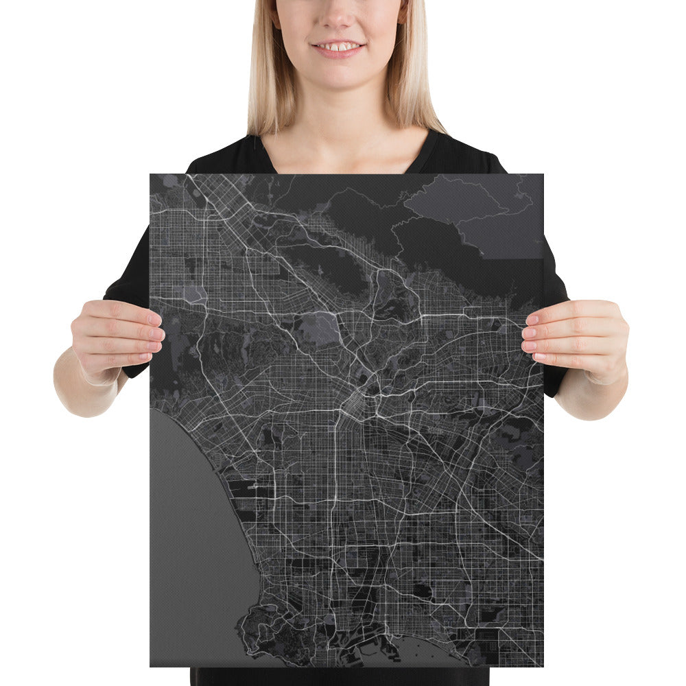 Los Angeles Black Canvas Map