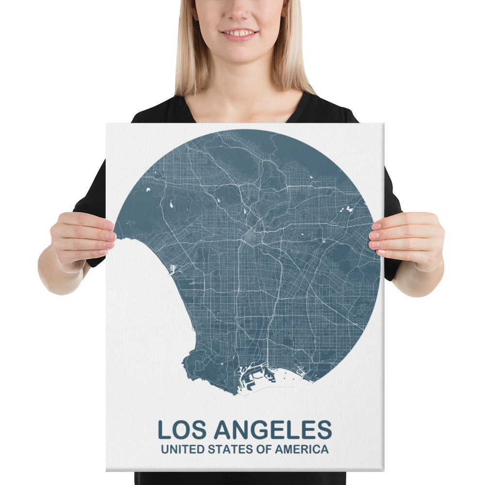 Los Angeles Circular Blue Canvas Map