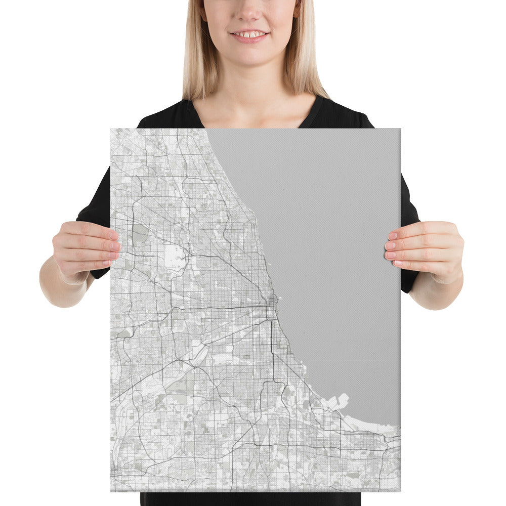 Chicago White Canvas Map