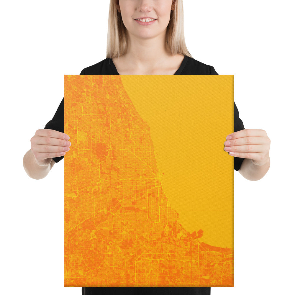 Chicago Orange and Yellow Canvas Map