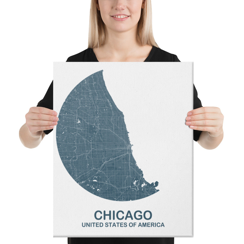 Chicago Circular Blue Canvas Map