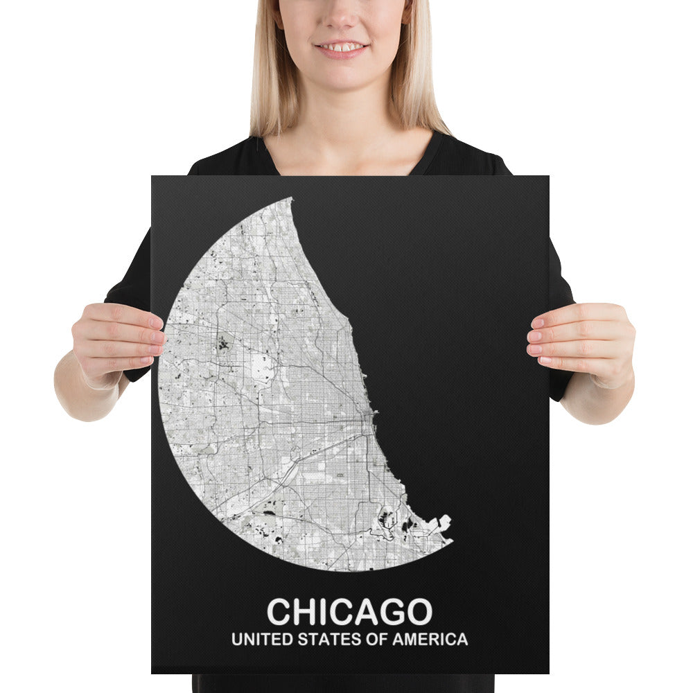 Chicago Circular White Canvas Map