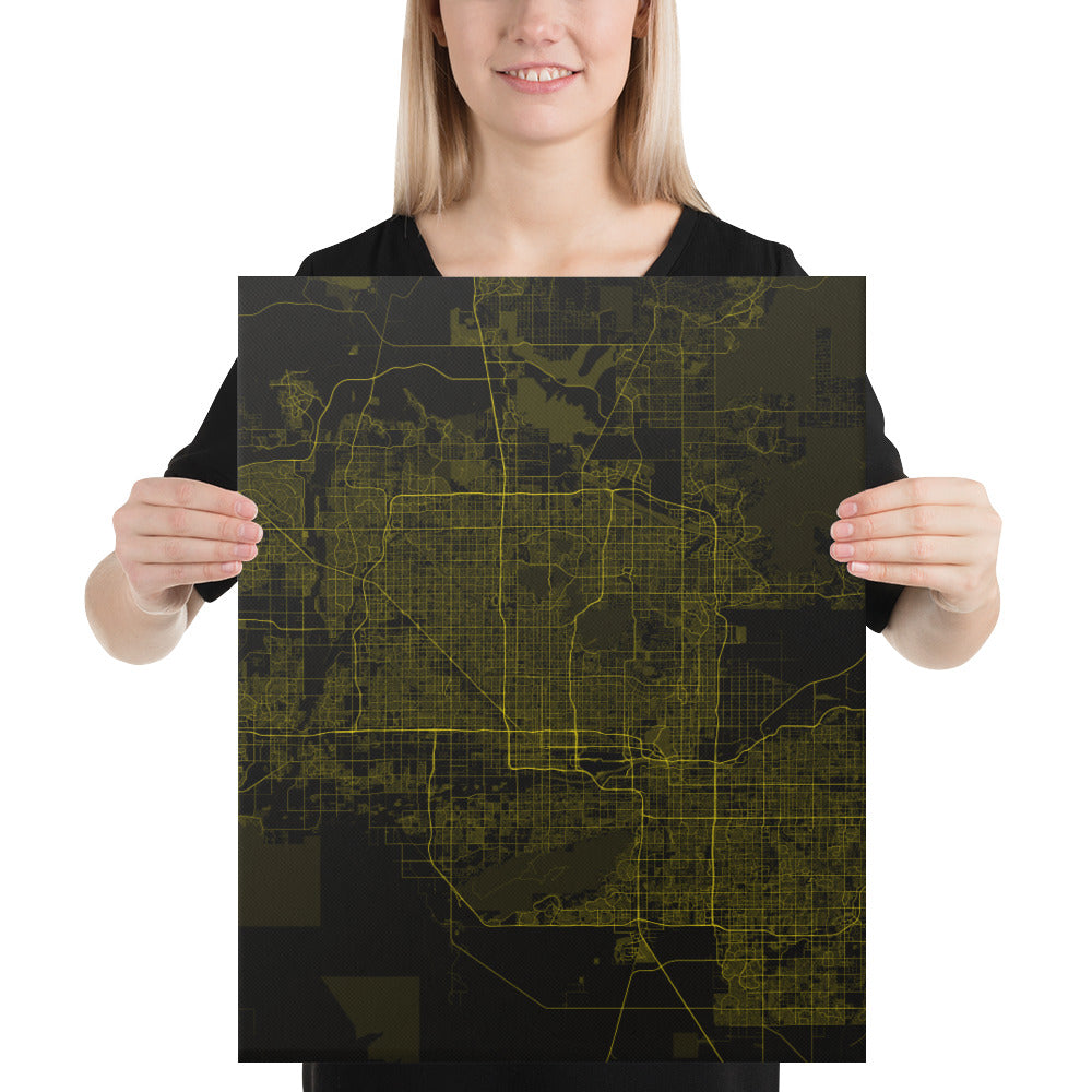 Phoenix Black and Yellow Canvas Map