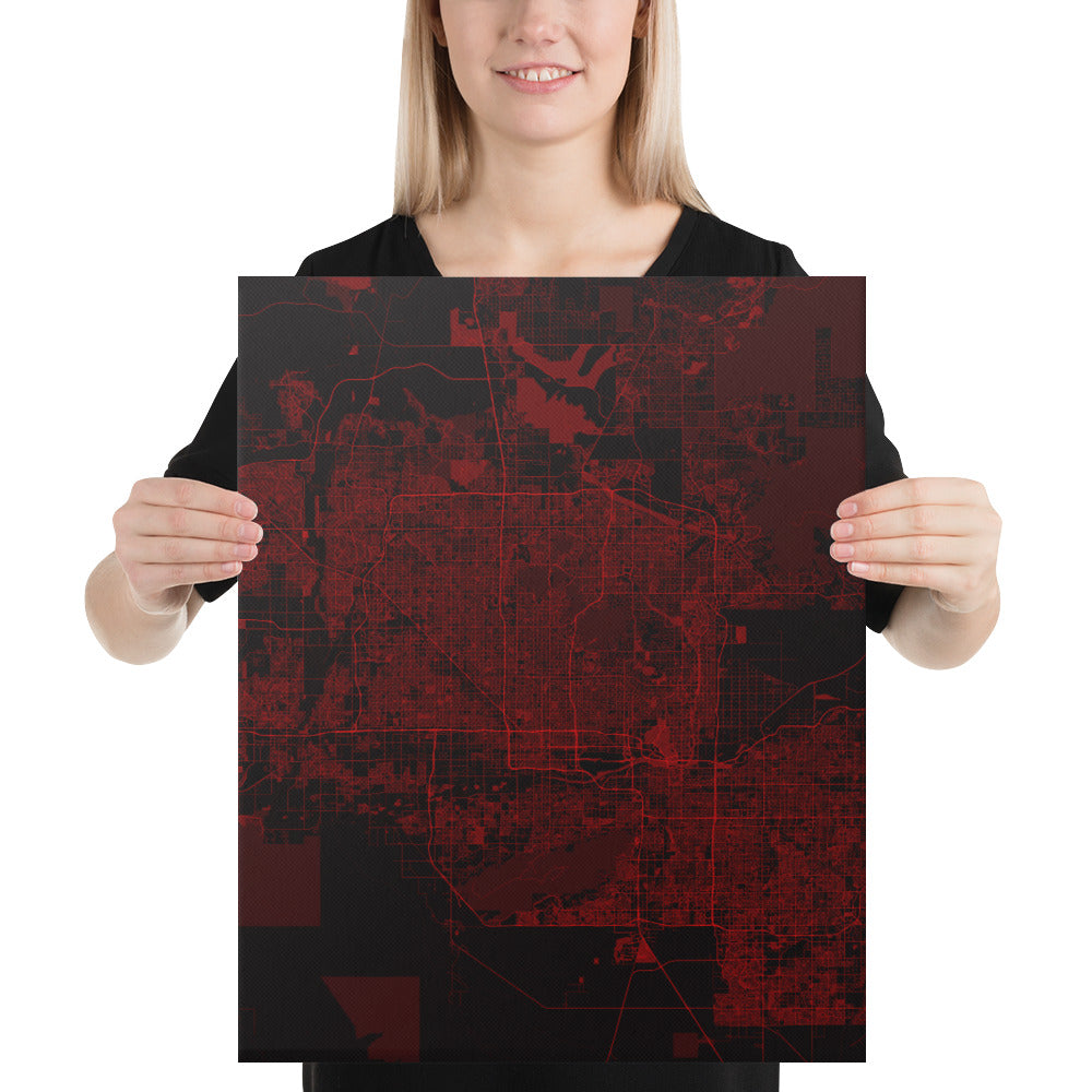 Phoenix Black and Red Canvas Map