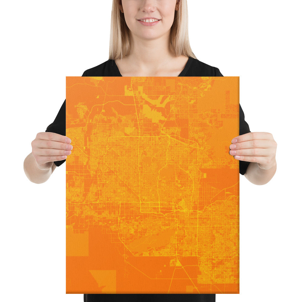 Phoenix Orange and Yellow Canvas Map