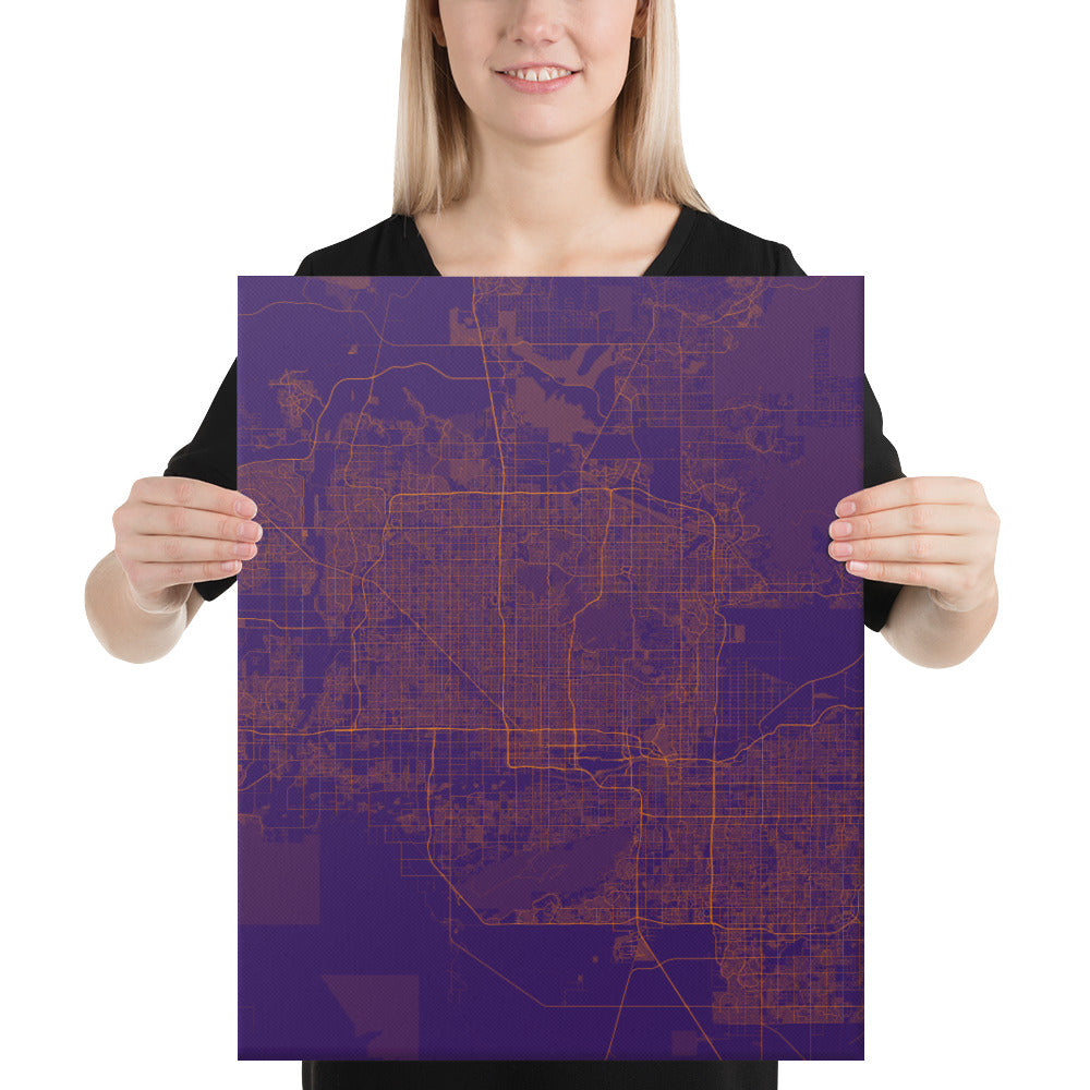 Phoenix Purple and Orange Canvas Map