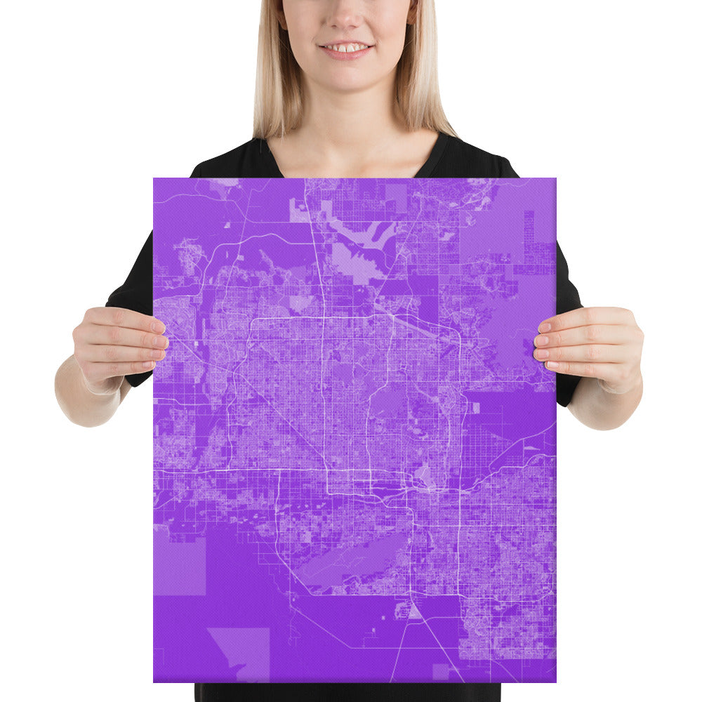 Phoenix Purple and White Canvas Map