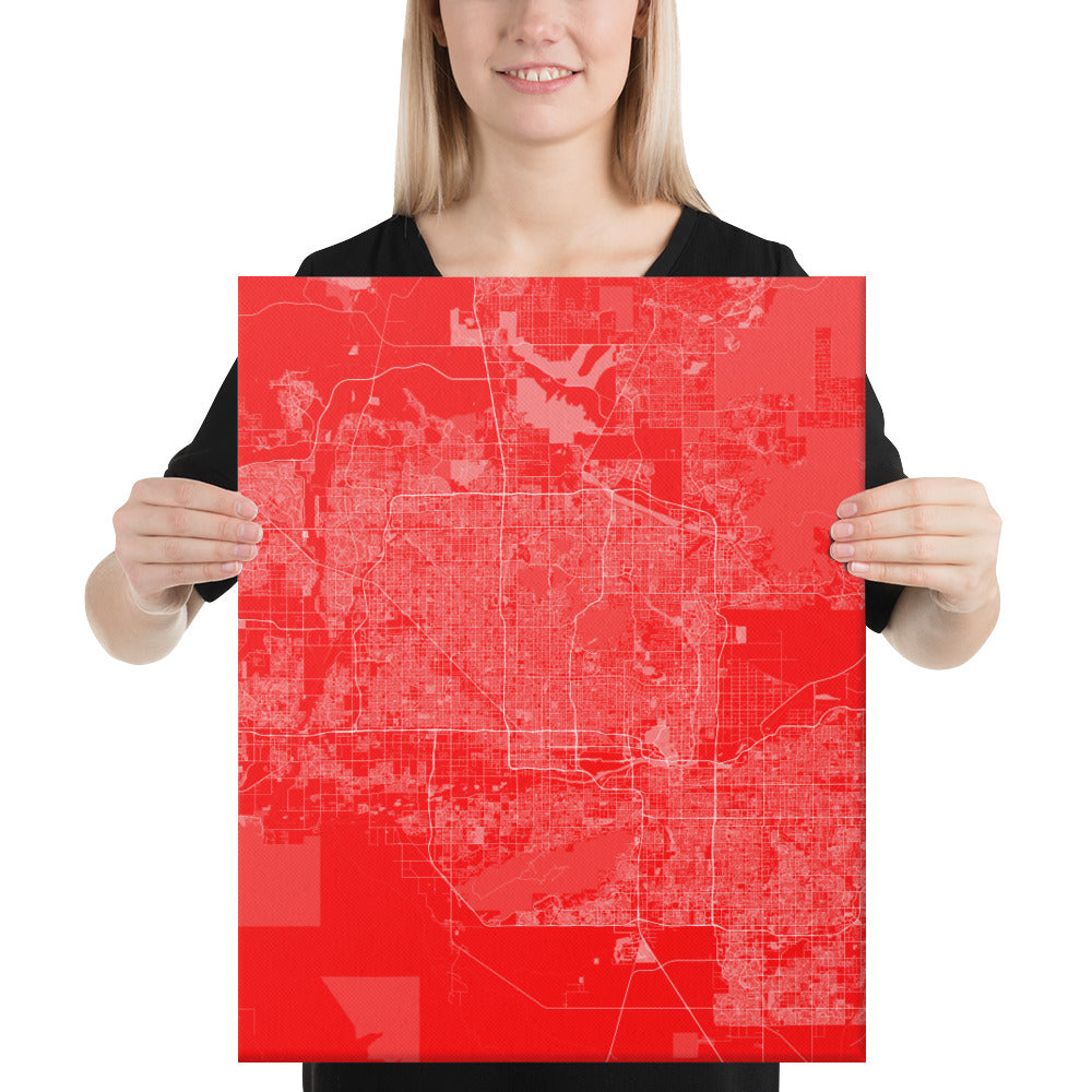 Phoenix Red and White Canvas Map