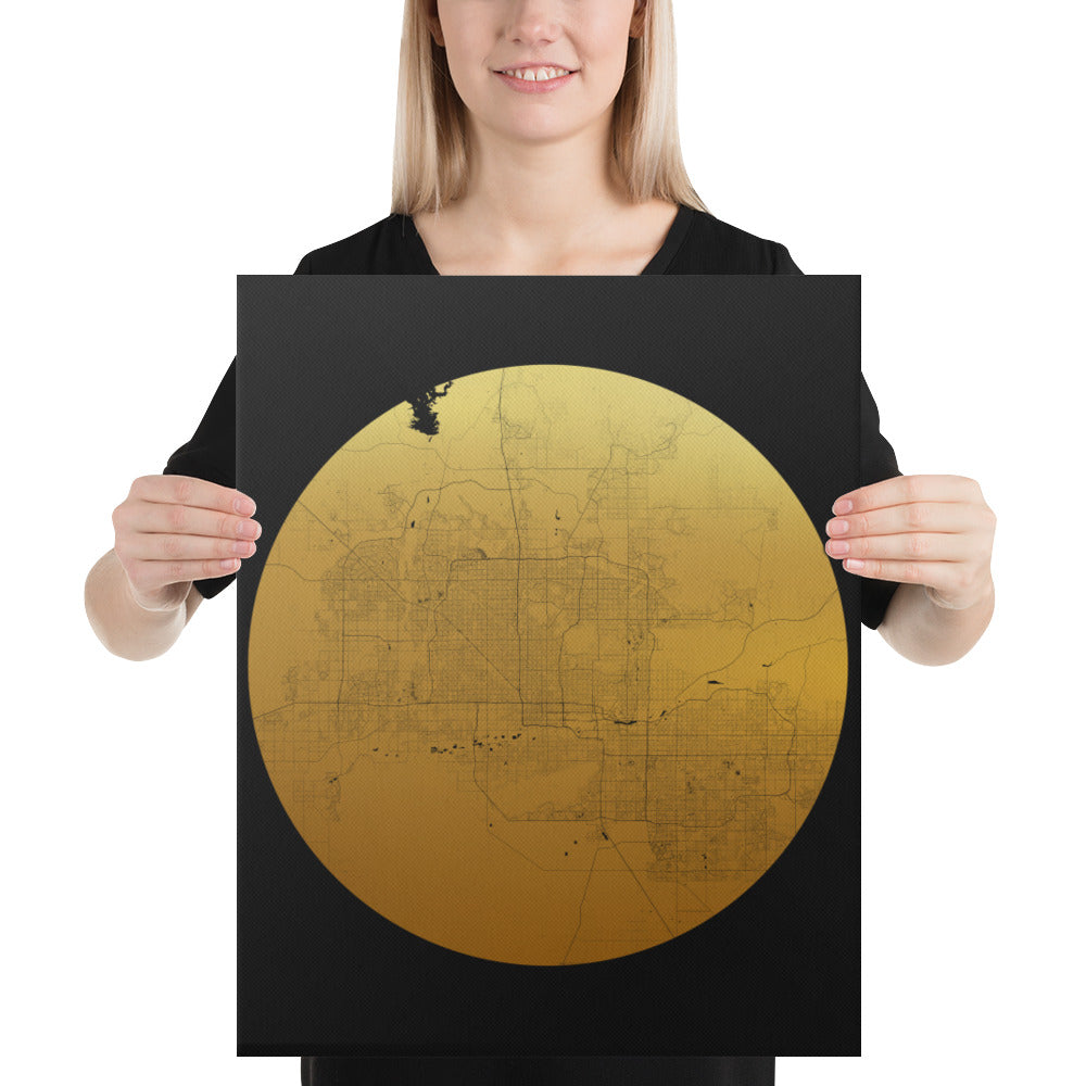 Phoenix Gold on Black Canvas Map